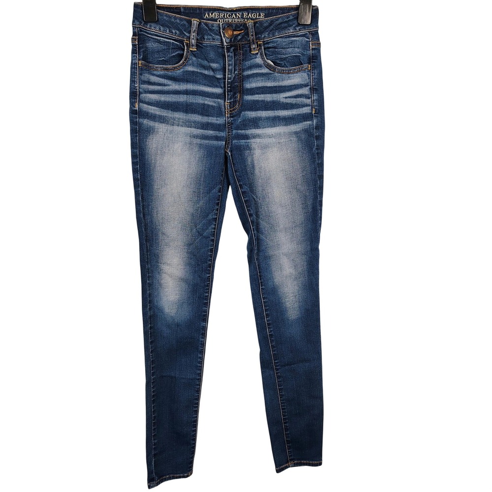 American Eagle Womens SZ 4 Super Super Stretch Skinny Jeans Blue Denim Indie